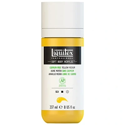 Obrázek Liquitex 1923890 Professional akrylová barva Soft Body umělecká v krémově krycí konzistenci, vysoká pigmentace, stálobarevná &amp; odolná proti stárnutí, láhev 237 ml bez kadmia, žlutá střední