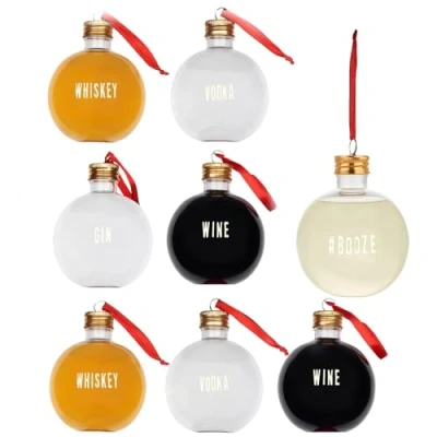 Obrázek The TWIDDLERS vánoční DIY baňky, velké ornamenty s nálepkami, plnitelné čiré lahve k naplnění, dárek Vánocům, personalizované koule (8, 250 ml 10 cm x 8 cm)