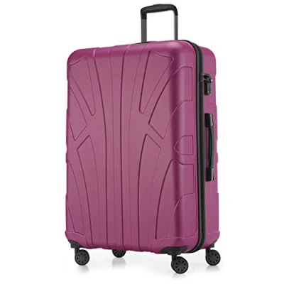 Obrázek suitline Kufr na kolečkách ve 3 velikostech, sada kufrů skořepinový cestovní (55 cm, 66 76 cm) dvojitá kolečka, Magenta,