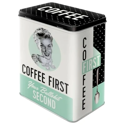 Obrázek Nostalgic Art Retro dóza na zásoby l, 3 Coffee First nápad dárek do kuchyně, velká kávu z plechu, vintage design