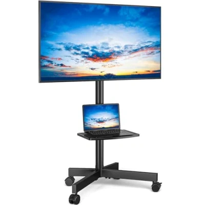 Obrázek RFIVER TV stojan rolovací vozík na kolečkách pro 27 60 palcový televizor výškově nastavitelný sklopný max. 40 kg VESA 400 x mm