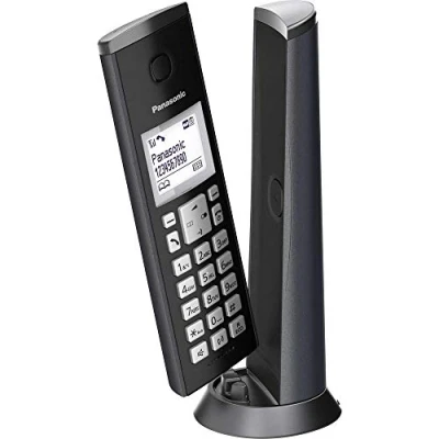 Obrázek Panasonic KX TGK220GM značkový telefon s záznamníkem a budíkem, interní (bezdrátový), telefonování v HD, matná černá