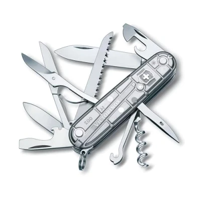 Obrázek Victorinox kapesní nůž Huntsman (15 funkcí, nůžky, pila na dřevo, vývrtka) stříbrná transparentní