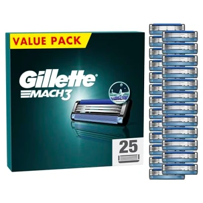 Obrázek Gillette Mach3 náhradní balení holicího strojku pro muže, holicí strojek se 3 čepelemi, 25 náhradních břitů