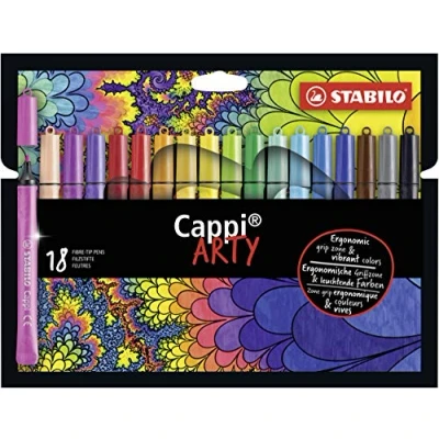 Obrázek Plstěné pero s víčkem STABILO Cappi ARTY balení 18 ks různými barvami