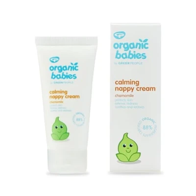 Obrázek Green People Uklidňující bio plenkový krém pro miminka, 50 ml přírodní s oxidem zinečnatým, šetrný k ekzému, citlivé pokožce, od narození bez parabenů veganský,