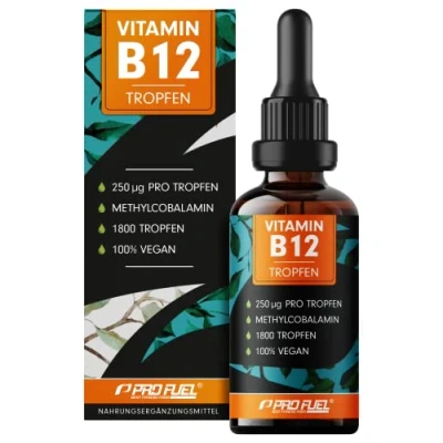 Obrázek Kapky vitaminu B12 1800 kapek (50 ml) bioaktivní methylkobalamin optimálně vysoké dávky 500 mcg bez konzervačních látek nebo alkoholu 100% veganský