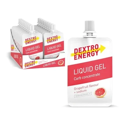 Obrázek DEXTRO Energy Liquid gel grapefruit + přírodní 18 x 60 ml (18 kusů) koncentrát hroznového cukru, rychle dostupné sacharidy, gel, Booster pro vytrvalostní sporty, energetická tyčinka
