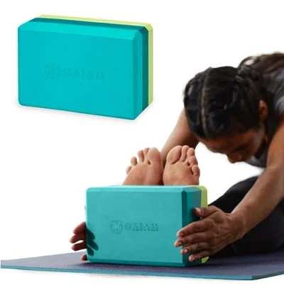 Obrázek Gaiam Yoga Block stützender, latexfreier EVA Schaum, weiche rutschfeste Oberfläche für Yoga, Pilates, Meditation, dreifarbig, Blaugrün