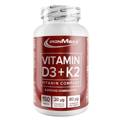 Obrázek IronMaxx Vitamín D3 + K2 150 tablet posílení kostí a kardiovaskulárního systému Podpora imunitního pouze jedna tableta denně
