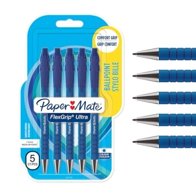 Obrázek PAPER MATE Flexgrip Ultra kuličkové pero střední hrot (1,0 mm) modrý inkoust 5 kusů