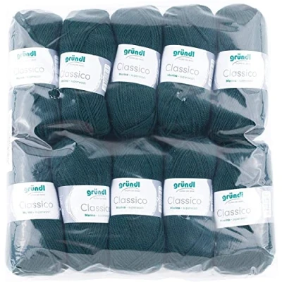Obrázek Gründl Classico vlna (OEKO TEX® certifikovaná pletací příze z 50 % střižní vlny (Merino) &amp; polyakryl, g/120 m, tloušťka jehlic: 3,5 4,5, 10 klubko á g), jedle