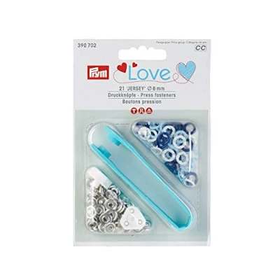 Obrázek Druky LOVE 21 kusů Jersey 8 mm růžová / světle modrá krémová směs
