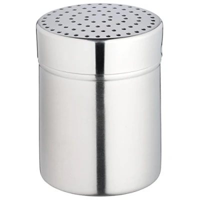 Obrázek KitchenCraft Nerezový dávkovač moučkového cukru, dóza na mouku, středně velké otvory, nerezová ocel, 9 cm, stříbrná