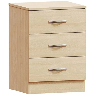 Obrázek Vida Designs Nachttisch Kommode, Kiefer, 3 Schubladen, Schrank, Metallgriffe und schienen