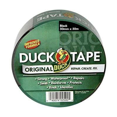 Obrázek Duck Original, černá pancéřová páska, 50 mm x m originál, vysoce pevná, voděodolná páska/pancéřová páska/páska na opravy