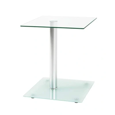 Obrázek HAKU nábytek servírovací stolek hliník satinovaný, kov, bezpečnostní sklo rozměry: š 40 cm x v 52 h cm, styl: moderní