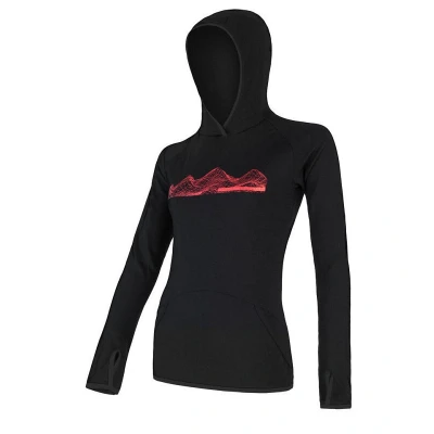 Obrázek Sensor Merino Upper Mountains dámské klokanka S kapucí černá Mikina