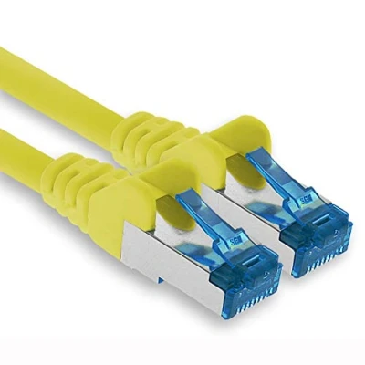 Obrázek 1aTTack.de propojovací kabel 5 m Ethernet, síť, Lan CAT6a (pro gigabitové sítě, router, Switch, modemy se vstupem RJ45 žlutý)