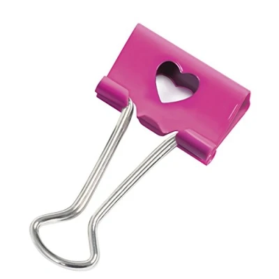Obrázek Rapesco 1426 32 mm se srdíčky skládací spony, fuchsiová, 20 kusů