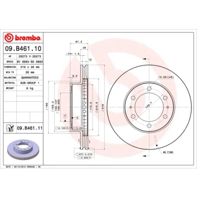Obrázek Brembo 09.b461.11 přední brzdový kotouč s UV lakováním, počet 2