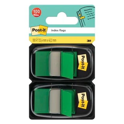 Obrázek Post it 680 GN2 lepicí záložky Index Standard, 2 x 50 v dávkovači, 25,4 43,2 mm, zelené