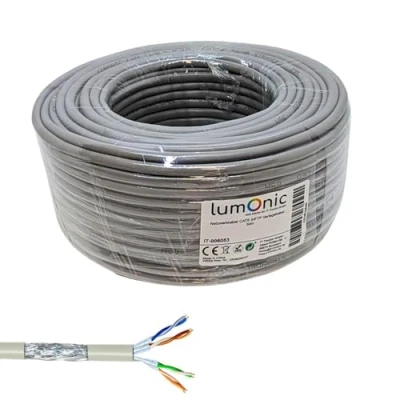 Obrázek Lumonic 50m síťový kabel CAT 6 S/FTP PIMF I Cat6, Gigabit Lan kabel, Ethernet flexibilní stíněný, pro vnitřní použití b