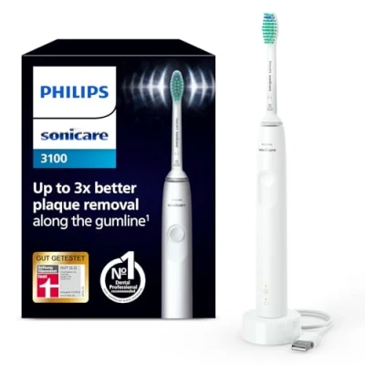 Obrázek Elektrický zubní kartáček Philips Sonicare 3100, sonický kartáček, kontrola přítlaku a časovač, bílý, model HX3671/13