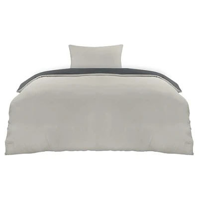 Obrázek Utopia Bedding Ložní prádlo 135x200 povlečení z mikrovlákna 135 x 200 cm + 1 povlak na polštář 50 75 tmavě šedá/světle šedá