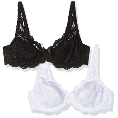 Obrázek Platex dámská podprsenka Flower Elegance x2, Vícebarevné (Blanc/Noir 04x)