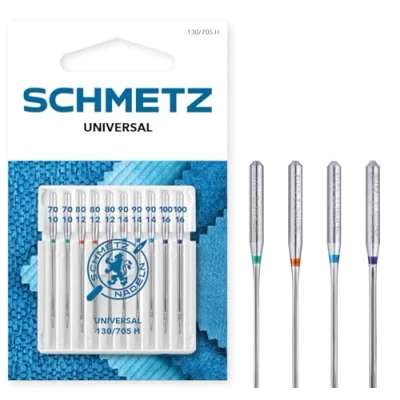 Obrázek SCHMETZ Jehlice do šicích strojů 10 univerzálních jehel tloušťka 70/10 100/16 šicí sada 130/705 h použitelné na každém běžném domácím šicím stroji