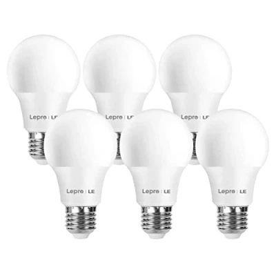 Obrázek Lepro E27 LED teplá bílá žárovka, 8. 5 Watt 806 Lumen lampa E27, nahrazuje 60W halogenovou žárovku, světelný zdroj A60, 2700 kelvinů bílá, 160 úhel vyzařování, úsporná 6 kusů