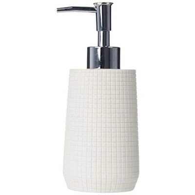 Obrázek MSV Seifenspender Kubik mit Pumpe Flüssigseifen Spender Polyresin 300ml Langliebig und Robust Weiß