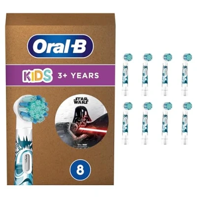 Obrázek Oral B Kids Star Wars nástrčné kartáčky pro elektrický zubní kartáček, extra měkké štětiny, originální nástavec na děti od 3 let, balení s možností poštovní schránky, 8 kusů