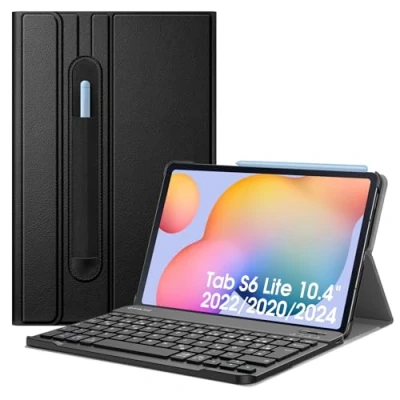 Obrázek Fintie kryt klávesnice pro Samsung Galaxy Tab S6 Lite 10,4&quot; 2024/2022/2020 tablet s magneticky odnímatelnou německou Bluetooth klávesnicí, černá