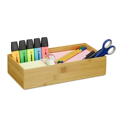 Obrázek Relaxdays Organizér bambus, stohovatelný, přírodní vzhled, úložný box do kuchyně, koupelna, V x Š H: 7 30 15 cm, přírodní, D