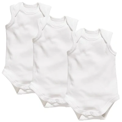 Obrázek Playshoes Unisex malé děti Multipack Baby body, bílé bez rukávů balení 3 ks