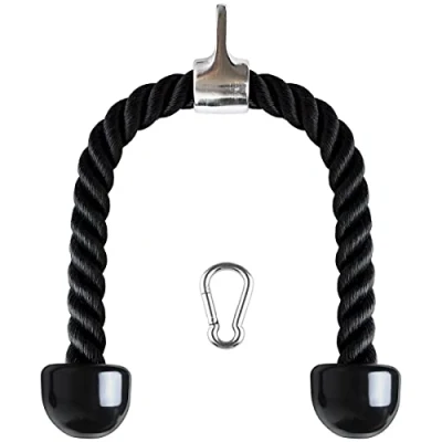 Obrázek CampTeck U6935 Nylon Tricepsové lano kroucené s tricezami protiskluzovými rukojeťmi bicepsy, tricepsy, fitness studio nebo doma černé