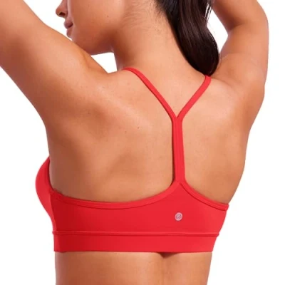 Obrázek CRZ YOGA Dámská Butterluxe racerback sportovní podprsenka vycpaná bez kostic Y záda jóga letní prodyšná špagetová top, sytě červená