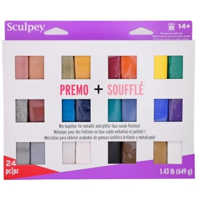 Obrázek Polyform Soufflé &amp; Premo Premium, Polymer Back Ton, 24, ungiftig, 5,2 kg, ideal für Schmuckherstellung, Urlaub, DIY, gemischte Medien und mehr, One Size)