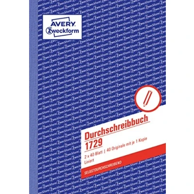 Obrázek AVERY Zweckform 1729 propisovací kniha (A5, propisující, 2 x 40 listů) bílá/žlutá