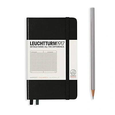 Obrázek LEUCHTTURM1917 318898 poznámkový blok Pocket (A6), tvrdé desky, 187 očíslovaných stran, černý, čtverečkovaný