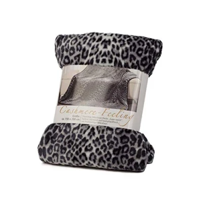 Obrázek Gözze Prvotřídní hebká deka, kašmírový pocit, vysoká gramáž 500 g/m², 150 x 200 cm leopard sněhu, stříbro