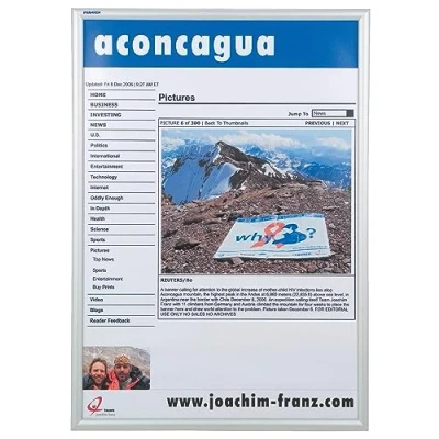 Obrázek FRANKEN Výměnný rám, Outdoor A1 Plakátový hliníkový rám 25 mm široký, informační rámeček pro venkovní použití veřejných zařízení, škol, restaurací nebo hotelů, BS1704