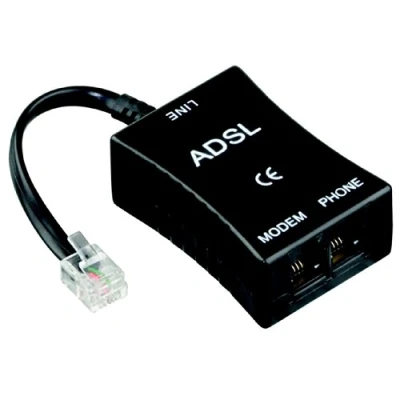 Obrázek Hama ADSL Filter, RJ 11, Jack 6P 4C M/2 F, Schwarz [Italien]