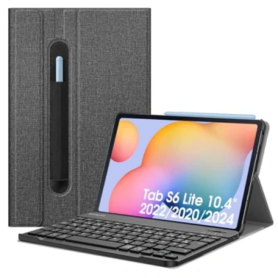 Obrázek Fintie kryt klávesnice pro Samsung Galaxy Tab S6 Lite 10,4&quot; 2024/2022/2020 tablet s magneticky odnímatelnou německou Bluetooth klávesnicí, tmavě šedá