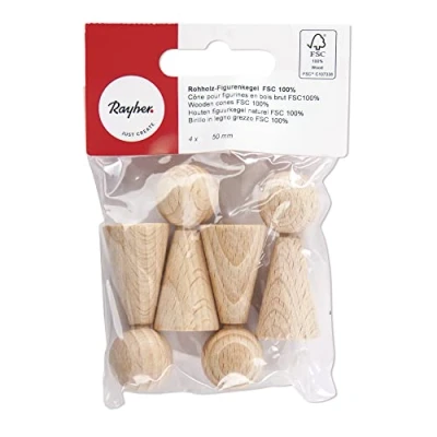Obrázek Rayher 6247000 Rohholz figurka kužel FSC 100%, 50 mm, SB sáček 4