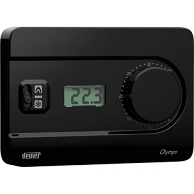 Obrázek VEMER VE757800 OLYMPO Heizungsthermostat für zu Hause, Thermostat mit Knopf und LCD Display, Stromversorgung Batterien, Schwarz