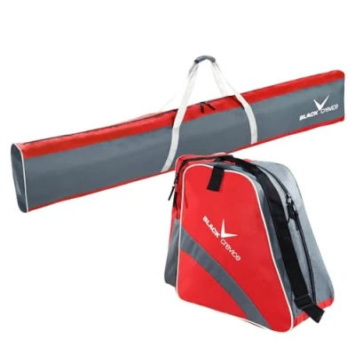 Obrázek Black Crevice sada lyžařských tašek I kombinovaná ze pytle na lyže &amp; Taška lyžařské boty robustní tašky z 600D/PVC Skibag: 190 x 13 30 cm boty: 45 39 25