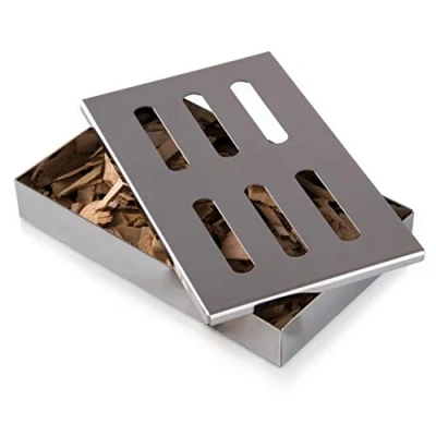 Obrázek Blumtal Udicí box z nerezové oceli příslušenství pro plynové grilování nebo gril na dřevěné uhlí, 20 x 13 3,5 cm, stříbro
